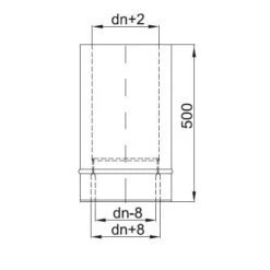 Längenelement 500 Mm Mit Wandfutter Kürzbar - Doppelwandig - Reuter DW-BLUE -Top Fram Geschaft ATO L 500 1600x1600