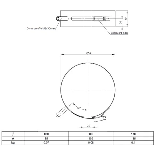 Pelletofenrohr - Befestigungsschelle Mit Gewindemuffe - Jeremias Pellet-Line 4 Pelletofenrohr - Befestigungsschelle Mit Gewindemuffe - Jeremias Pellet-Line – Bild 2