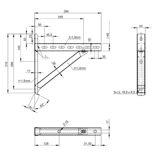 Wandstütze & Querträger Typ I 350 Mm - Doppelwandig - Jeremias DW-Vision 4 Wandstütze & Querträger Typ I 350 Mm - Doppelwandig - Jeremias DW-Vision – Bild 2