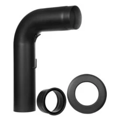 Ofenrohr - Vollformbogenrohr (Schenkellänge 500/700 Mm) - Anschluss-SET Oben - Schwarz - Ferro-Lux