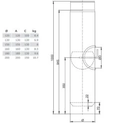 Ofenrohr - Längenelement 1000 Mm Mit Drosselklappe, Tür (mit Einzug) - Schwarz - Jeremias Ferro-Lux -Top Fram Geschaft FERRO1450 1600x1600