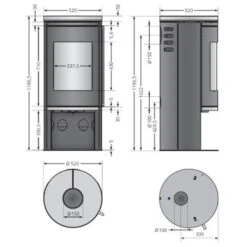 Kaminofen Justus Faro 2.0 | 6 KW -Top Fram Geschaft JUSTUS Kaminofen Faro 2 zeichnung 1600x1600
