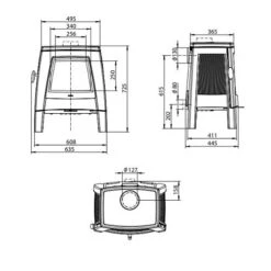 Kaminofen Leda Apella Small 6 KW -Top Fram Geschaft Kaminofen Leda Apella small technical 1600x1600