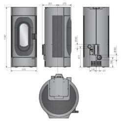 Pelletofen Justus Canis Giro 8 KW -Top Fram Geschaft Pelletofen Justus Canis Giro zeichnung 1600x1600