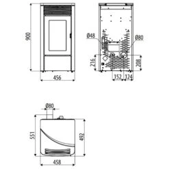 Pelletofen MCZ ALYSSA Air 6 M1 6,3 KW 9 Pelletofen MCZ ALYSSA Air 6 M1 6,3 KW -Top Fram Geschaft Pelletofen MCZ ALYSSA Abmessungen 1600x1600