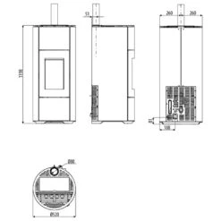 Pelletofen MCZ HALO Air 8 UP! M1 8,1 KW -Top Fram Geschaft Pelletofen MCZ HALO Air 8 UP M1 Abmessungen 1600x1600