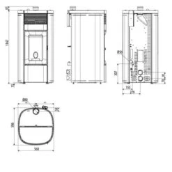 Pelletofen MCZ MUSA Comfort Air 12 UP! M3 11,9 KW -Top Fram Geschaft Pelletofen MCZ MUSA Comfort Air 12 UP M2 tehnical 1600x1600