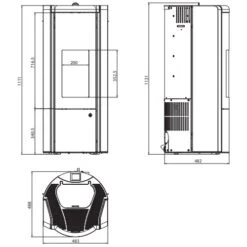 Pelletofen Olsberg Arina 3.0 | 6 KW Raumluftunabhängig -Top Fram Geschaft Pelletofen Olsberg Arina zeichnung 1600x1600