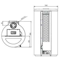 Pelletofen Royal Grazia Glass E Air 80 US 8,2 KW -Top Fram Geschaft Pelletofen Royal Grazia Glass E Air 80 US masse 2 1600x1600