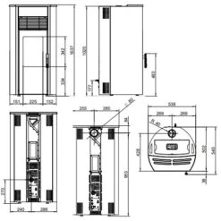 Pelletofen Royal Roberta Air 80 US 8 KW -Top Fram Geschaft ROBERTA AIR 60 80 US masse 1600x1600