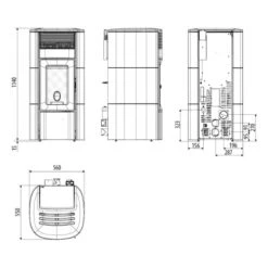 Pelletofen MCZ CLUB Absolute Comfort Air 12 M3 11,9 KW -Top Fram Geschaft SUITE COMFORT AIR 12 M2 Technisches Merkblatt 1600x1600