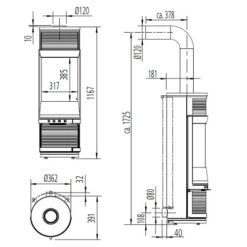 Kaminofen Leda Unica 5 KW -Top Fram Geschaft UNICA techn 1600x1600